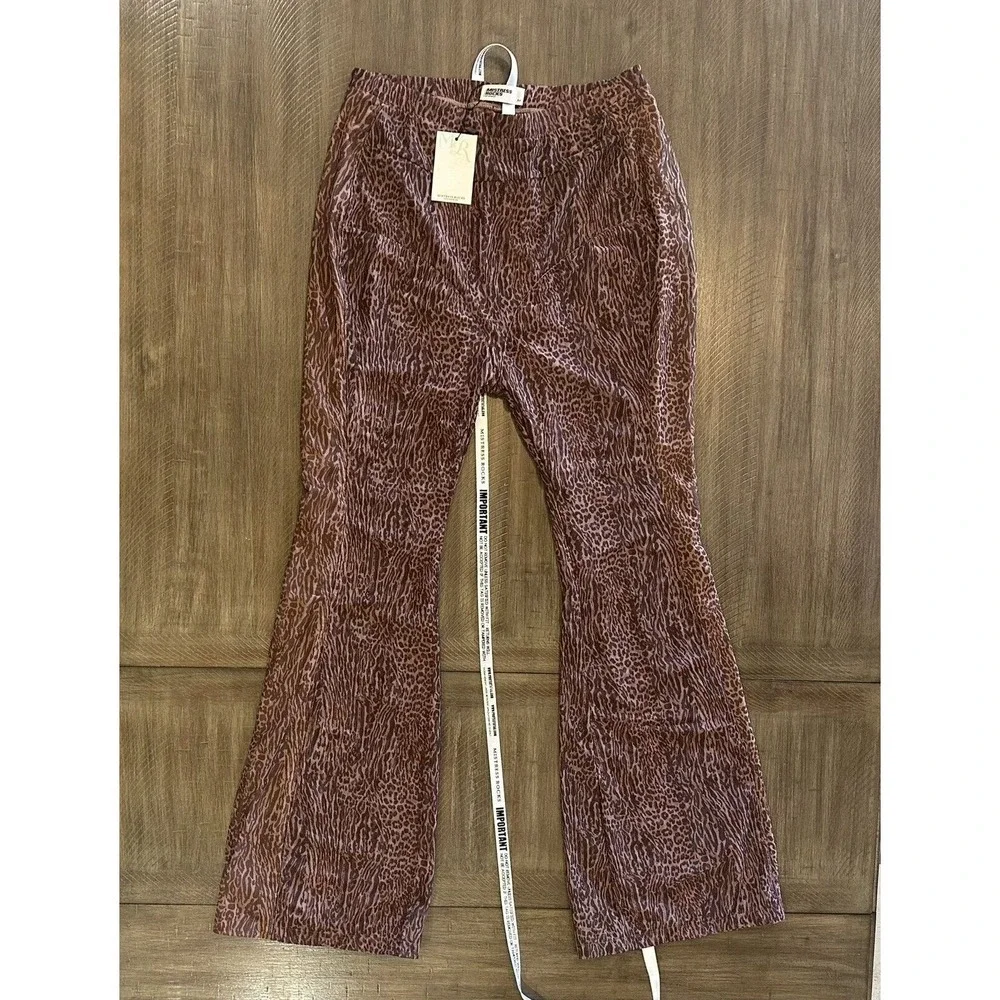 NWT Mistress Rocks Los Angeles Size Large Say When Animal Print Flare Mesh Pants - Picture 14 of 14